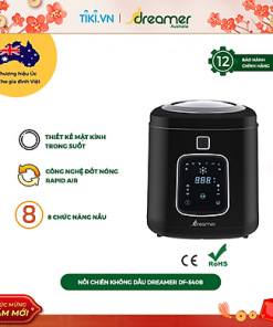 Nồi chiên không dầu Dreamer DF-S40B nắp kính trong suốt Smart View 8 chức năng 4 lít